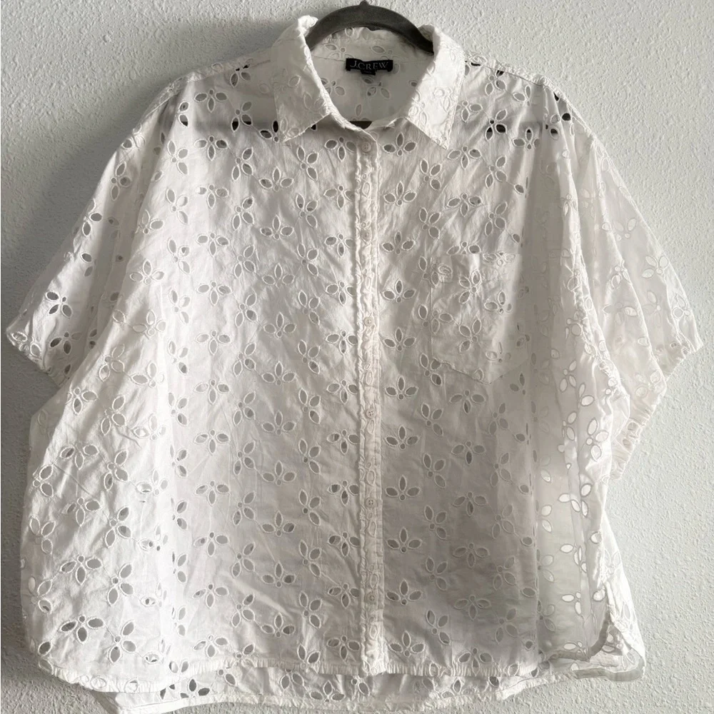 J. Crew Spring Garden Eyelet‎ 100% Cotton Blouse Top Size 24
